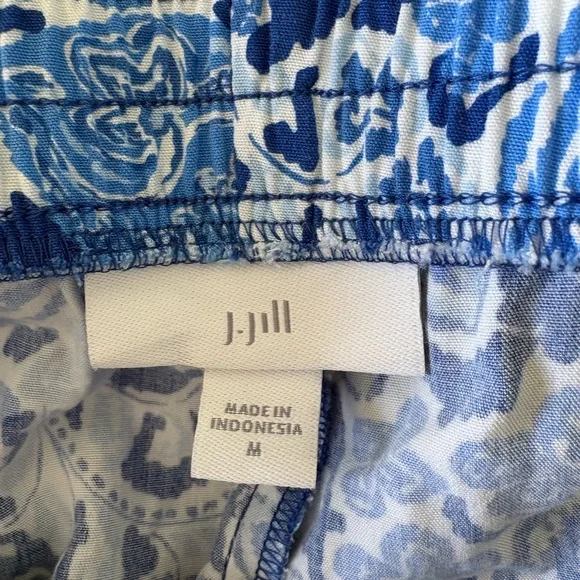 J. Jill Blue & White Paisley Wide-Leg Ankle Pants Rayon Size M Boho Chic - Picture 2 of 9